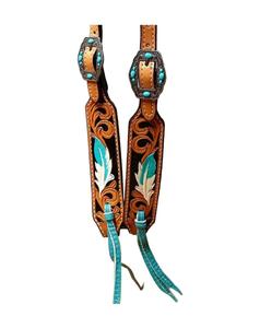 Vente chaude de haute qualité en cuir occidental une oreille Headstall équestre Tack Set fait à la main usiné tête de cheval collier en cuir usiné - Product Image 3