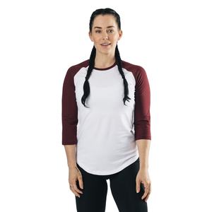 เสื้อยืดเบสบอลแขน3/4แขนเสื้อ Raglan สำหรับผู้หญิงเสื้อยืดตัดขอบ unisex - Product Image 1