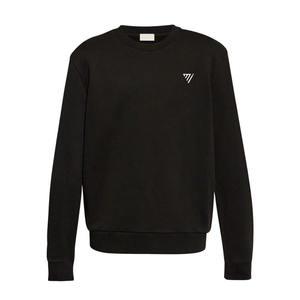 Sudadera negra de cuello redondo con mangas largas Jersey liso de color sólido Hecho de tela de mezcla de algodón suave Material cómodo - Product Image 1