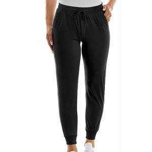 Pantalon large pour femme en toile 100% coton anti-rides avec taille élastique et impression par transfert thermique - Product Image 4