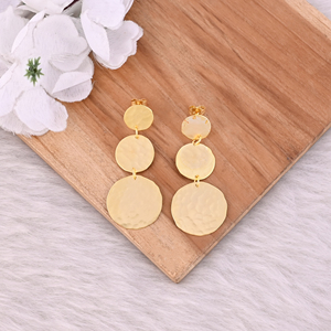 Boucles d'oreilles pendantes classiques et tendance en laiton plaqué or jaune, de haute qualité, faites à la main, pour femmes, pour mariage - Product Image 5