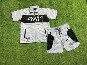 Surdimensionné sérigraphie t-shirts Streetwear t-shirt haute qualité sport Gym Fitness cordon Shorts ensembles hommes - Product Image 6