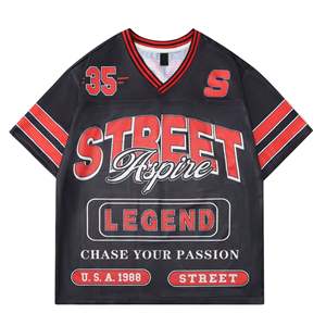 Maillot de football américain rétro en maille avec impression par sublimation respirante 100% polyester avec nom et numéro personnalisables - Product Image 1