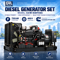 Groupe électrogène diesel GTL POWER 750 kW Cummins KTA38-G5E Type ouvert CCW-938T5SC Générateur d'énergie industriel