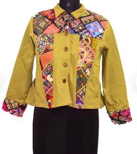 Veste en jean ethnique Boho Banjara avec Patch Vintage pour femme - Product Image 3