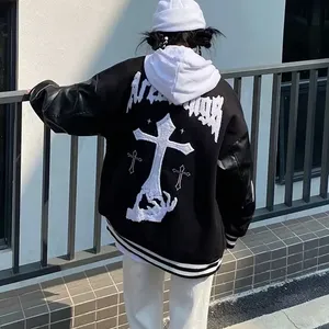 <b>Men's</b> Custom Wool Varsity <b>Jacket</b> Long Length Winter Coat Hooded Baseball Bomber Style <b>Light</b> Embroidered Crop Chenille Plus Size - Product Image 4