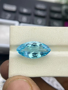 Topacio azul cielo natural de calidad AAA, facetado en forma de marquesa, 6x3 mm, piedra preciosa suelta para la fabricación de joyería, venta al por mayor. - Product Image 6
