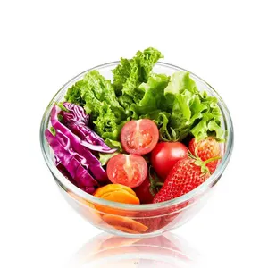 LINUO Produk Baru Mangkuk Salad Pencampur Sayuran Buah Peralatan Makan Kaca untuk Dapur Rumah dengan Tutup Warna-warni