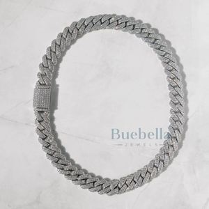 Nuevo estilo 15mm 925 plata esterlina VVS Moissanite diamante cadena de eslabones cubanos hombres Hip Hop joyería collar fino - Product Image 5