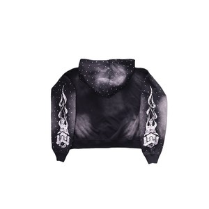 เสื้อฮู้ดดี้พรีเมียมสำหรับทุกเพศ ใส่ได้ในฤดูหนาว ผ้าฝ้ายแท้ 100% พิมพ์ลายดิจิทัล ประดับคริสตัลวิบวับ ทรงปกติ รับผลิตตามแบบ (OEM) ขายส่ง - Product Image 2