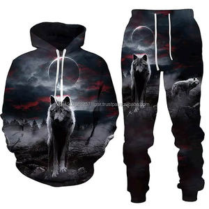 Conjunto de Sudadera con Capucha y Pantalones Largos con Estampado 3D de León para Hombre, Ropa Deportiva de Dos Piezas para Otoño e Invierno - Product Image 5