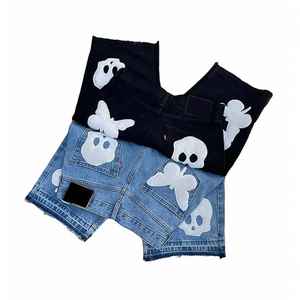 Jorts cargo baggy vintage personnalisés pour homme 2025, streetwear d'été, denim délavé à l'acide, uni, séchage rapide, 100% coton - Product Image 2