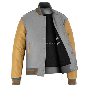 Blouson universitaire gris en laine avec manches dorées pour homme, modèle 2026, le plus vendu, 100 % haute qualité, faible MOQ, vestes chauffantes tendance - Product Image 3
