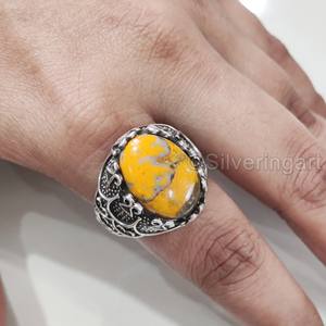 Anillo para hombre al por mayor, anillo de piedra preciosa de jaspe de abejorro Natural, anillo de todos los tamaños, joyería oriental árabe, anillo de Plata de Ley 925 - Product Image 5
