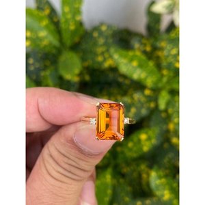 Bague en acier inoxydable plaqué or 14 carats avec citrine miel, style vintage tendance, sertissage incrusté, qualité supérieure, pour fiançailles, taille unique - Product Image 1