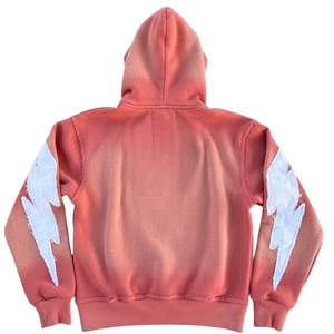 Mens <b>Graphic</b> Patch <b>Zip</b> <b>Up</b> <b>Hoodie</b> Fleece Streetwear Statement Design Distressed Sleeve Casual Hooded Sweatshirt - Product Image 2