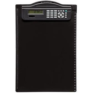 MAUL Black Plastic <b>Clipboard</b> 23.5 X 35.3 cm DIN A4 with Solar Calculator and Paper Stop on the Left - Product Image 1