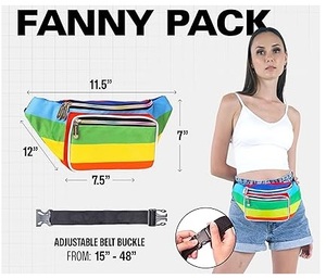 Sac banane en nylon à blocs de couleur, bandoulière, sportif, facile à transporter pour les voyages, la marche, la course à pied, la randonnée, le vélo - Hommes et femmes - Product Image 3