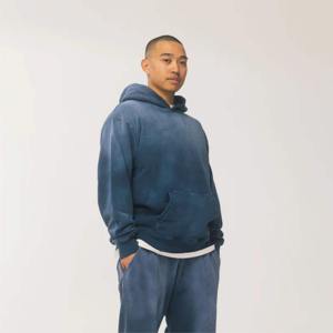 Sweat à capuche polaire oversize pour homme 100 % coton, tie-dye brodé, avec poche kangourou, pour l'hiver, logo personnalisable, uni - Product Image 1