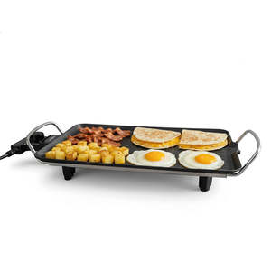 Parrilla Eléctrica Extra Grande de 46x23cm, Parrilla Interior sin Humo con Placa Intercambiable y Enchufe Estadounidense - Product Image 1