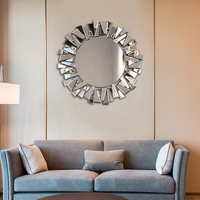 Meilleures ventes Table console de couloir sans cadre de style vénitien pour salon Décoration Miroir rond en diamant écrasé