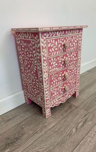 Cómoda con incrustaciones de hueso de 3 cajones, mesa, tocador, muebles con incrustaciones de hueso - Product Image 3