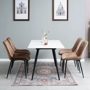 <span class=keywords><strong>Chaise</strong></span> de salle à manger de luxe en gros pour hôtel et restaurant, <span class=keywords><strong>chaise</strong></span> de salle à manger en tissu <span class=keywords><strong>scandinave</strong></span> marron gris, velours capitonné, avec pieds en métal - Product Image 4
