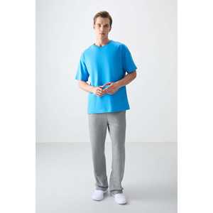 Petrol Blue 100% Cotton Men's T-Shirt Thick Soft Textured Oversize Fit Basic <b>Jersey</b>-88353 - Product Image 5