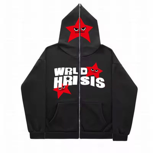Sudadera con capucha para hombre con logotipo personalizado, ropa de calle de moda con estampado de soplo de alta calidad, sudaderas con cremallera completa de lana de algodón - Product Image 1
