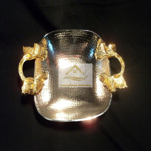 ชามแฟนซีดอกบัวรูปร่างสีเงินสามในหนึ่งเดียวที่มีสีทองจับอาหารเย็นคุณภาพที่เหนือกว่าเสิร์ฟจานและชาม - Product Image 6