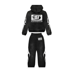 Nuevo Conjunto Deportivo Informal de Invierno para Hombre, Lavado Ácido, Ligero, Tejido, Cortavientos, Sudadera con Capucha Holgada y Pantalones Jogger - Product Image 2