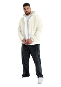 Sweats à capuche zippés Baggy 100% coton pour hommes grande taille respirant Double fermeture éclair sweats à capuche d'hiver hommes avec Logo personnalisé - Product Image 3