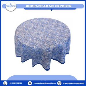 Venta al por mayor de algodón orgánico hecho a mano bloque impreso redondo mantel personalizable 150x150 Cms bien absorbente 20 láminas uso doméstico - Product Image 4