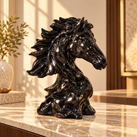 Sculpture de cheval en jade noir, cristal poli, pour la décoration intérieure et les cadeaux de collection
