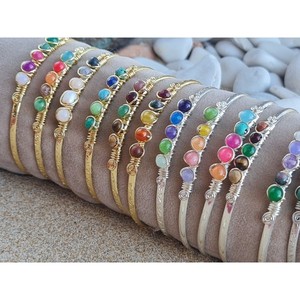 Vibrant Stones Fashion <b>Cuff</b> <b>Bracelets</b> Gold and <b>Silver</b> Plated for Stylish Retail Appeal - Product Image 3