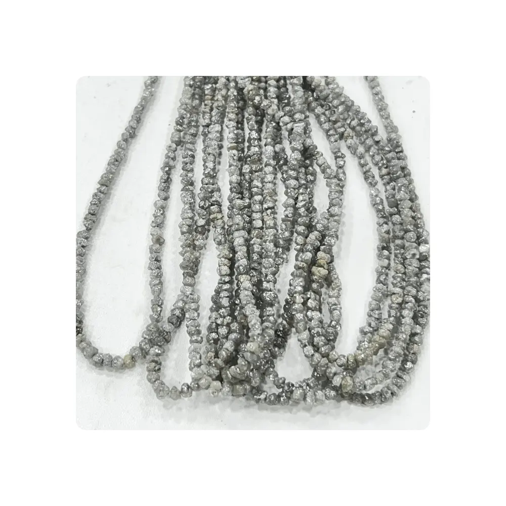 Assurance commerciale 15 pouces Top qualité naturel Opaque gris foncé diamant forme non coupée perles prix de gros