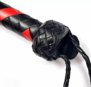 Cuero de vaca real doble pegado hecho a mano 9 "mango largo 12 colas cuero azotador látigos cazador - Product Image 2