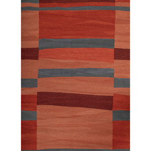 พรมฝ้ายทำมือ Indusbar สีแดงส้ม ทอลายแบน รูปทรงสี่เหลี่ยมผืนผ้า ลายทางแบบ Patchwork ลวดลายนามธรรม สำหรับบ้าน ห้องโถง สำหรับวัยรุ่น-รุ่น Model - Product Image 3