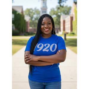 Blue 1920 Diamond <b>Top</b> <b>Women</b> 100 Cotton <b>Sequin</b> Greek Letters Sorority Apparel Anniversary Shirt Zeta Phi Beta Greek Life Pride - Product Image 1