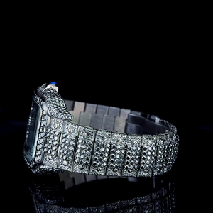 Montre à quartz pour hommes de haute qualité entièrement noire glacée Moissanite diamant acier inoxydable cadran carré indices romains 41MM - Product Image 3