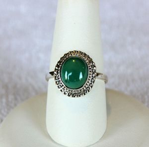 2023 joyería de banda de plata 925 para mujer de moda hecha a mano anillo de ónix verde Natural regalo de fiesta personalizado y venta al por mayor OEM - Product Image 5
