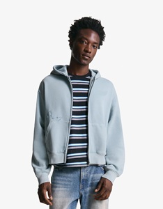 Personalizado de alta calidad sudaderas con capucha de los hombres parche de socorro de trabajo orgánico azul cielo <span class=keywords><strong>Color</strong></span> de lana cremallera 100% algodón Sudadera con capucha para los hombres - Product Image 1