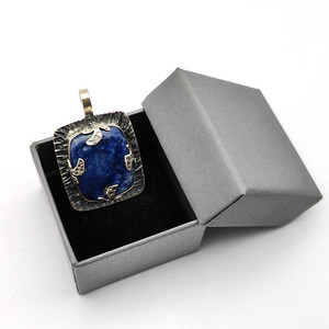 925 Sterling Silver Unisex Sodalite Pendentif 26x23mm Vintage Antique Look Rhodium Placage Designer Cadeau De Noël pour Les Fêtes - Product Image 5