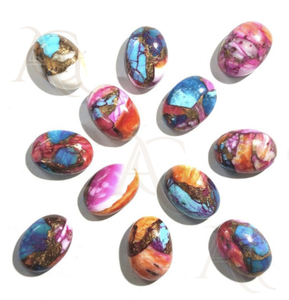 พลอยเทอร์ควอยซ์ทรงรีทำจากทองแดงสีเทอร์ควอยซ์ธรรมชาติสำหรับทำเครื่องประดับ - Product Image 3