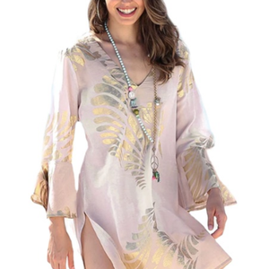 เดรสสตรีแขนยาวทรงสั้นพิมพ์ลายแขนยาวมินิยาวแบบลำลองสไตล์ใหม่เซ็กซี่สำหรับฤดูร้อน2025 - Product Image 1