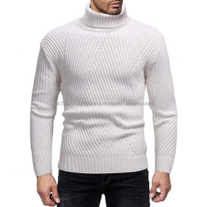 Jersey de punto de talla grande para hombre, suéter de cuello alto, sudadera de lana de invierno con cuello alto - Product Image 6