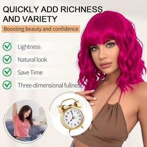 ความยาวไหล่สีพาสเทลบ๊อบวิกผมสังเคราะห์14นิ้วทนความร้อนไฟเบอร์สำหรับผู้หญิงชุดฮาโลวีนหรือคอสเพลย์สไตล์ผู้หญิงใส่ได้ทุกวัน - Product Image 3