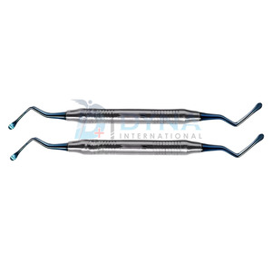 Juego de curetas Lucas de clase I de alta calidad, 2 puntas recubiertas de titanio, instrumentos quirúrgicos dentales dentados, Manual aprobado por CE - Product Image 3