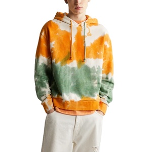 Dec fall <b>men</b> clothing <b>tie</b> dye sweatshirt acid wash unisex crop top custom orange <b>green</b> two colour loose fitting tye dye hoodies - Product Image 1
