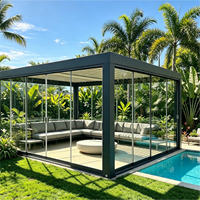 Véranda extérieure moderne personnalisée en aluminium étanche avec double vitrage trempé, isolation phonique et installation facile pour jardin